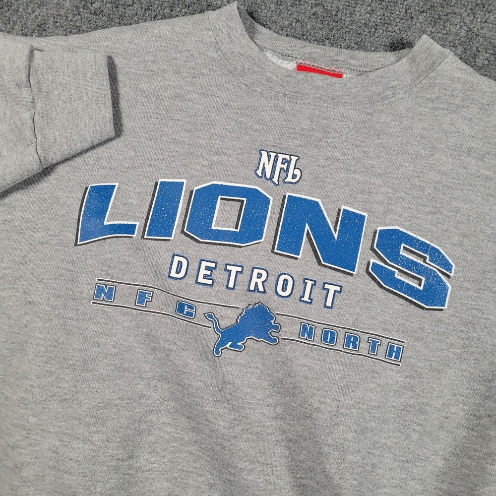 Vintage Detroit Lions Sweatshirt Youth XL (18-20) Gray NFL Football Crewneck NFL